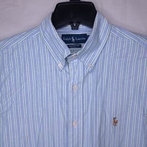 Ralph Lauren Blue and White Striped Dress Shirt